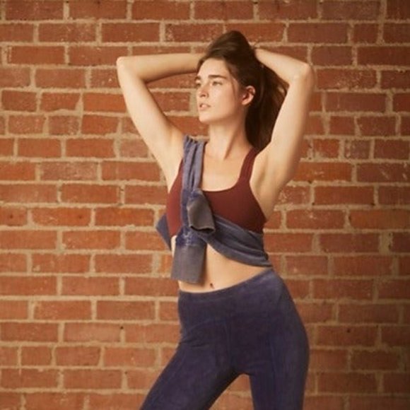 FREE PEOPLE MOVEMENT JUST LODGIN VELVET VELOUR LEGGING NWOT M - Picture 2 of 8